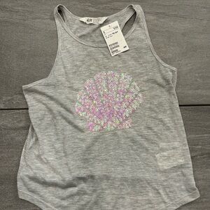 H&M Light Gray Tank Top with Pink and Purple Shell Design